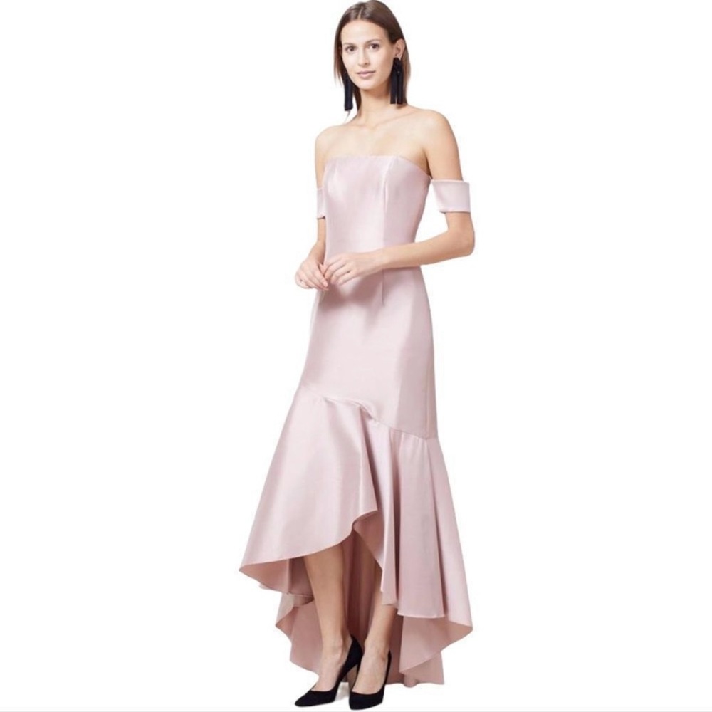 Sachin + Babi Noir Blush Pink Ethel Dress: Off-Shoulder High Low Gown